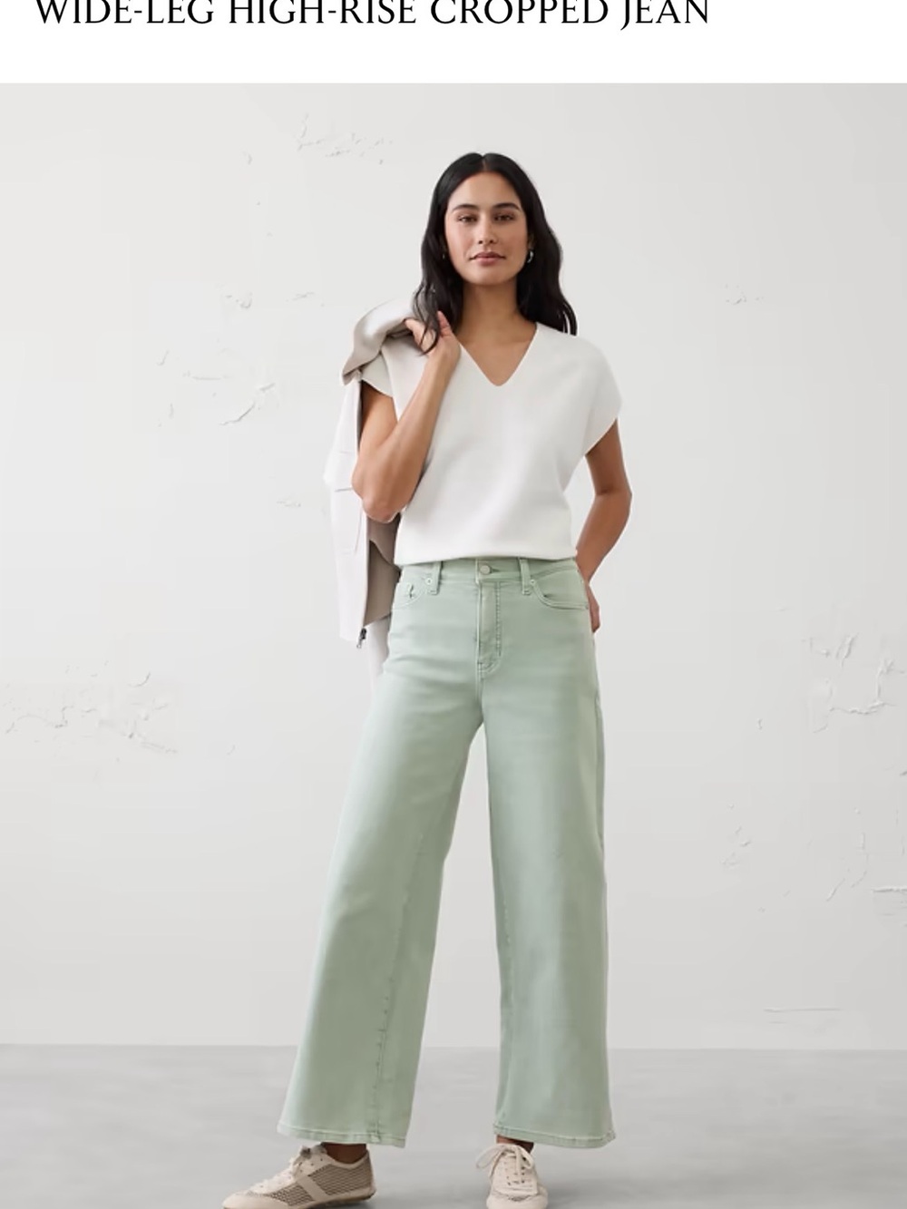 Banana Republic Sage Green Wide-Leg Cropped Jeans
